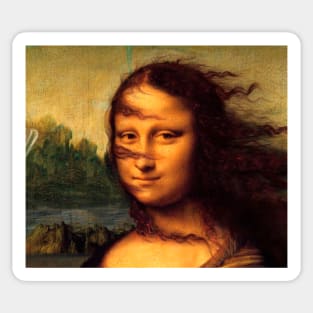 Funny Mona Lisa wind in hair Sticker